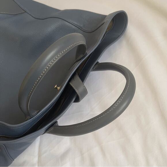 Dunhill Boston Tote Blue Leather Top Handle Work School Business Bag Tote - Picture 7 of 16